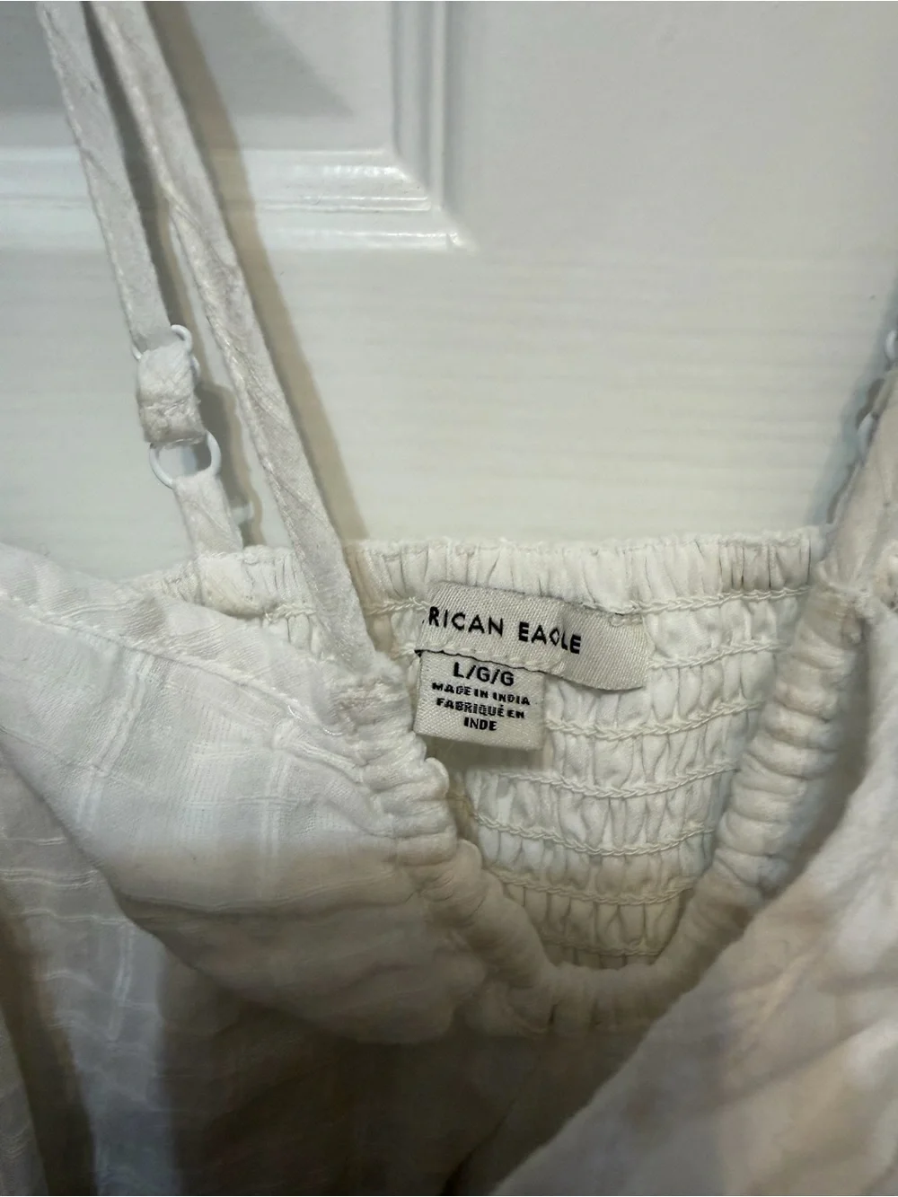 American Eagle White Smocked Gauze Cami Dress - Picture 4 of 4